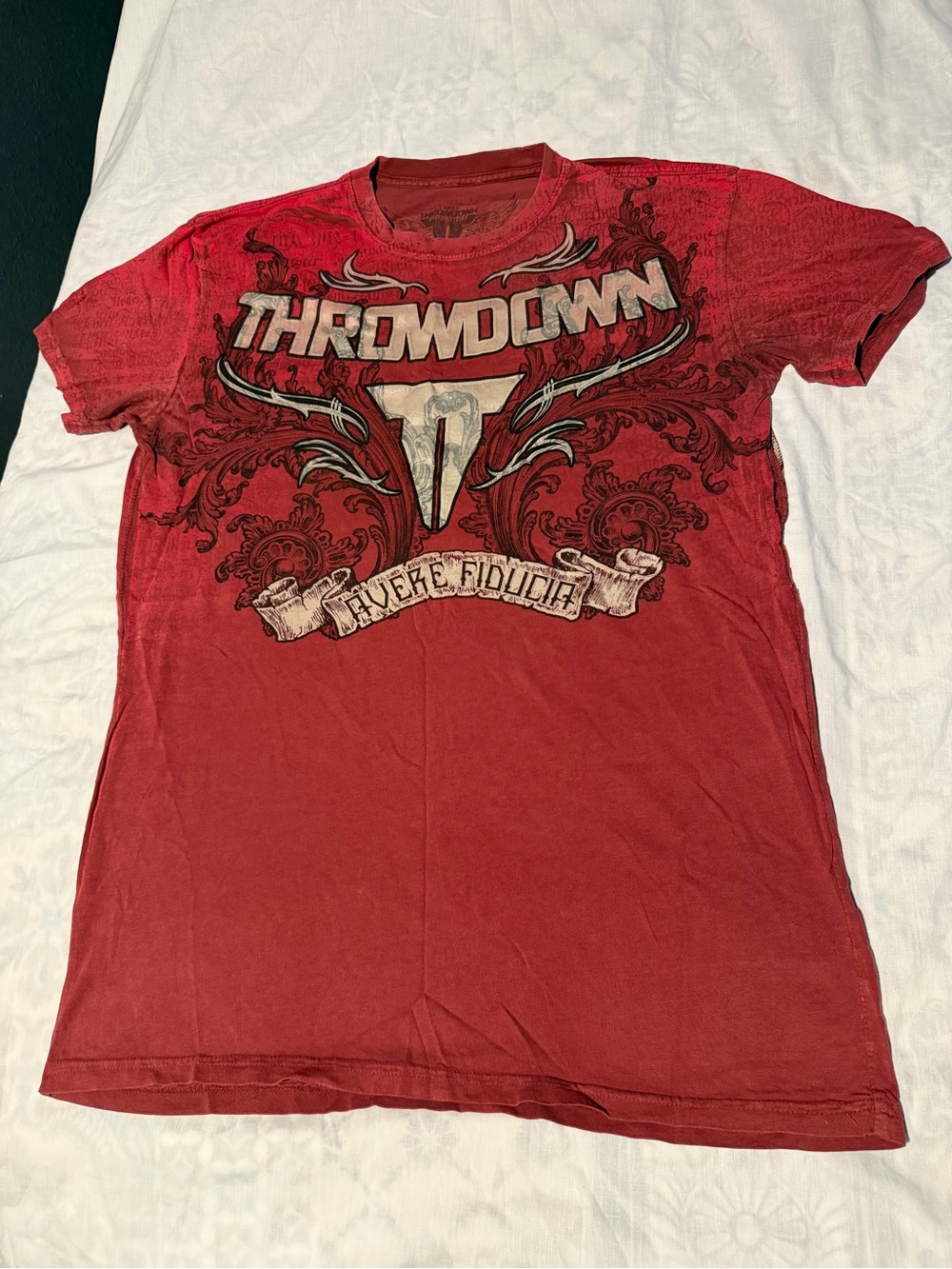 Vintage throwdown shirts Mens size L slim fit burgundy Y2K grunge goth tee